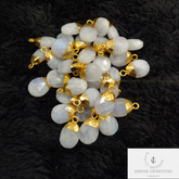 100% Genuine Rainbow Moonstone Connectors, Faceted Electroplated Connectors, Healing Charms, Gold Plated Connectors, DIY Pendant Connectors